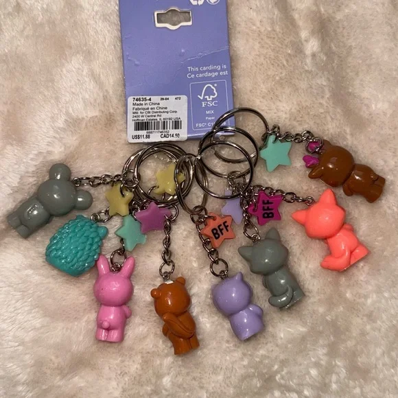 Cute Claire's Animal BFF Rhinestone Keychains, Set of Eight NWT Great Gifts 👯‍♀️ - Picture 4 of 4